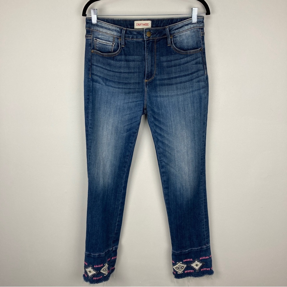 Driftwood Colette Embroidered Hem Jeans